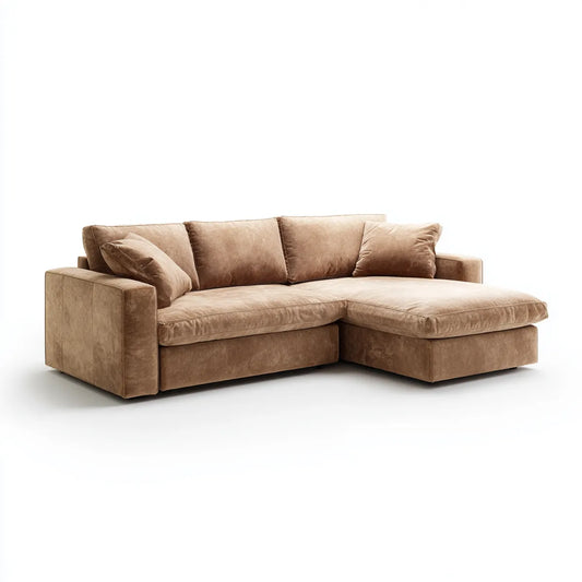 Canapé d'angle droit 3 places marron 260 x 160 x 85 cm en microfibre polyester forme L