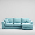 Canapé d'angle 3 places bleu turquoise avec méridienne droite 260 x 160 x 85 cm polyester forme L
