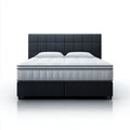 Ensemble lit double boxspring noir 180 x 200 cm avec matelas et tête de lit capitonnée en PU