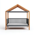 Lit bébé cabane gris et naturel 120 x 60 cm en pin massif forme maison