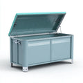 Coffre de rangement extérieur en acier bleu gris rectangulaire 120 x 62 x 63 cm