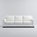 Canapé droit 3 places blanc en polyester avec pieds en hévéa 210 x 90 x 85 cm