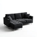 Canapé d'angle gauche 4 places noir 260 x 160 x 85 cm en polyester et mousse polyuréthane