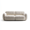 Canapé 2 places beige en polyester bouclé forme arrondie 180 x 95 x 72 cm